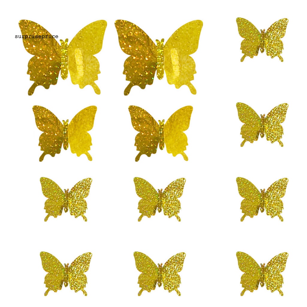 Bộ 12 Miếng Dán Tường Bằng PVC Hình Bướm 3D Độc Đáo Trang Trí Nhà Cửa