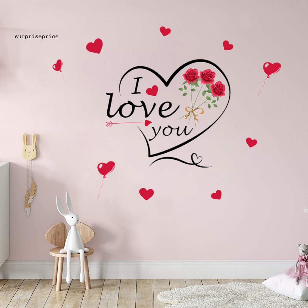 Sticker PVC Dán Tường Tự Dính Chống Nước In Chữ I Love You Dùng Trang Trí Nhà Cửa