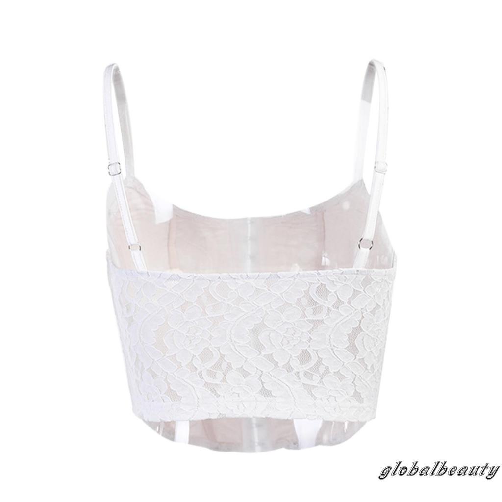 Gb- Áo Lót Croptop Hai Dây Phối Ren Hoa Gợi Cảm Có Khóa Cài Trước