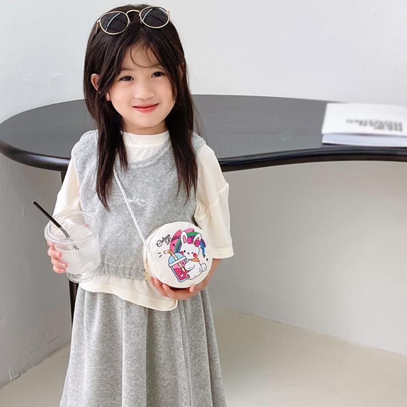 Túi Tròn Đeo Chéo Hình Thỏ Hoạt Hình Phong Cách Hàn Quốc Cho Bé