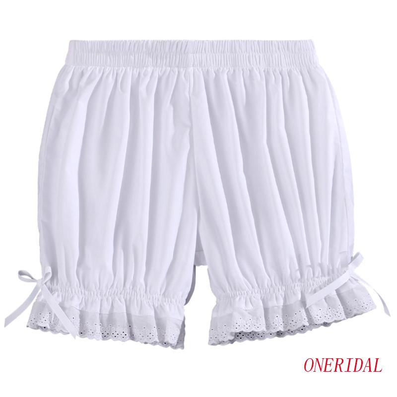 Quần Short Dáng Rộng Viền Ren Lưng Thun Co Giãn Phong Cách Lolita Cổ Điển Cho Nữ