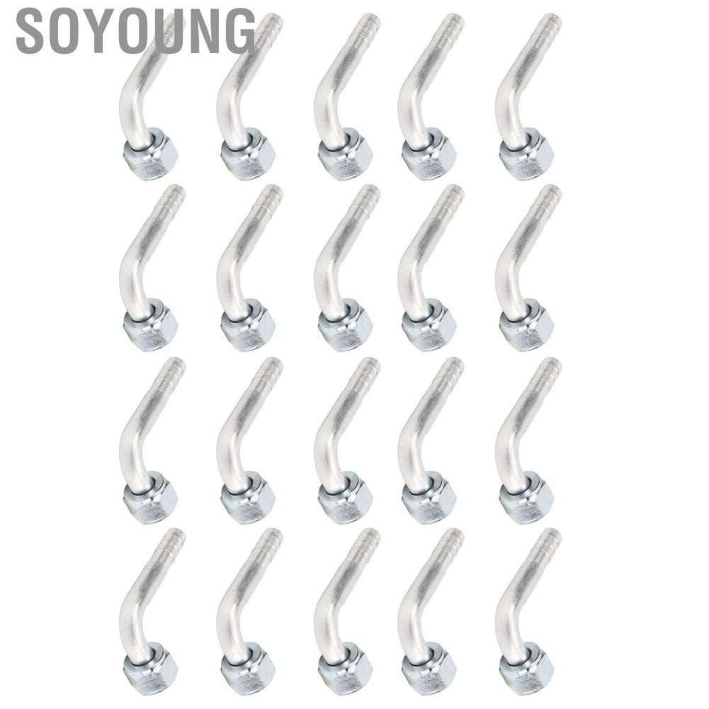 Soyoung Air Conditioning 90 Degree Connector  20 Pcs 0.54in Small Bore OD 5/8in Aluminum AC Splicer Fitting Stable Performance for Engineering Vehicle