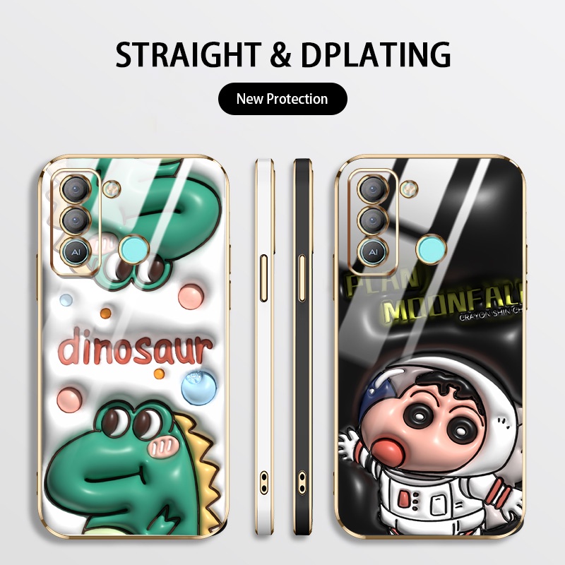 Ốp Điện Thoại Mạ Điện Hình Vuông Họa Tiết Hoạt Hình 3D Cho Tecno Pop 5 Lte BD4 BD4i BD4a