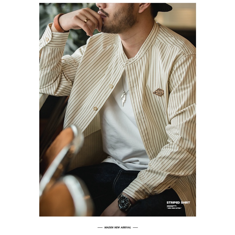 Áo Khoác Bóng Chày Cổ Đứng Dài Tay Dáng Rộng Phối Sọc Thời Trang Mùa Xuân Dành Cho Nam