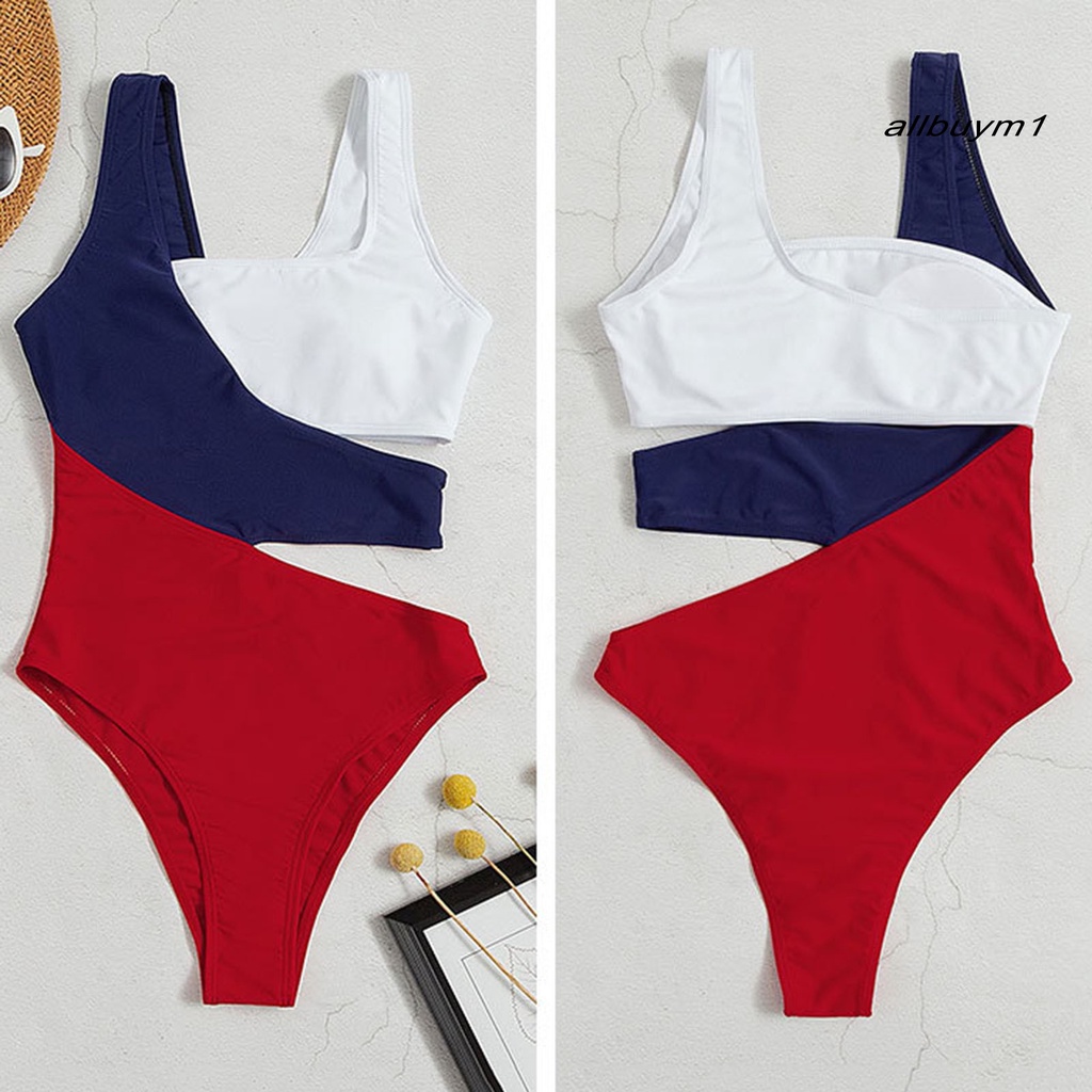 Áo Một Mảnh Cổ Vuông Nâng Ngực Co Giãn Màu Sắc Tương Phản Gợi Cảm Cho Nữ