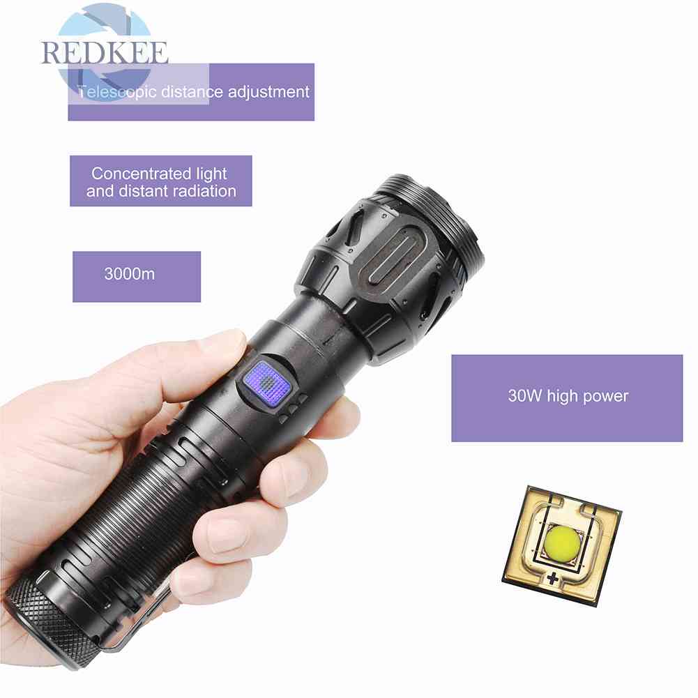 Đèn Pin 30W LED 5 Chế Độ Sáng 1000LM Dùng Cho Cắm Trại