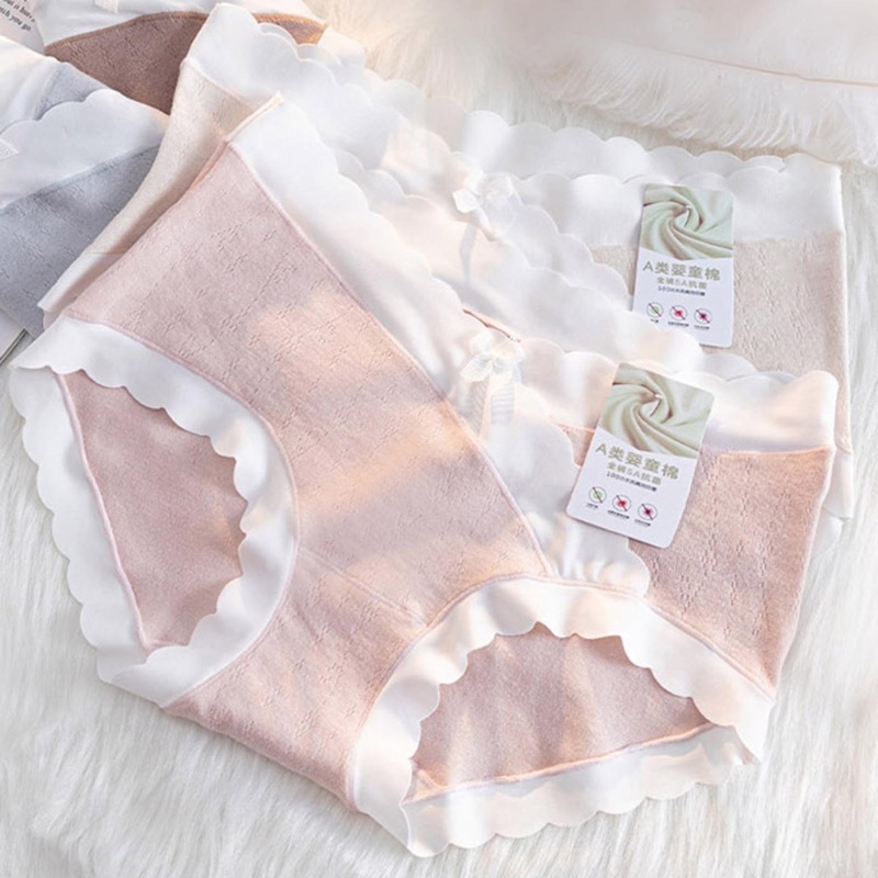 Quần Lót Cotton Lưng Vừa Thoải Mái Đính Nơ Dễ Thương Cho Mẹ Bầu