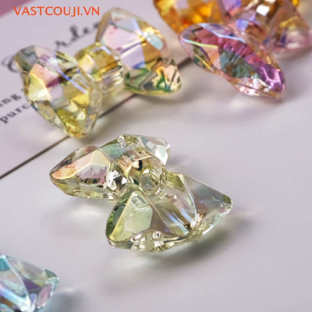 Bộ 10 Hạt Nhựa Acrylic Trong Suốt Hình Gấu Thắt Nơ Nhiều Màu Dùng Làm Trang Sức Thủ Công