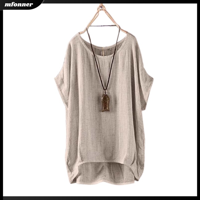 Áo Cổ Tròn Dáng Rộng Thoáng Khí Màu Trơn Thời Trang Cho Nữ