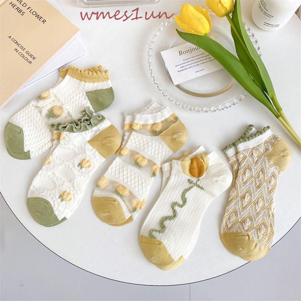 Vớ Lụa Cổ Thấp Vô Hình Thoáng Khí In Họa Tiết Hoa 15H Cho Nữ