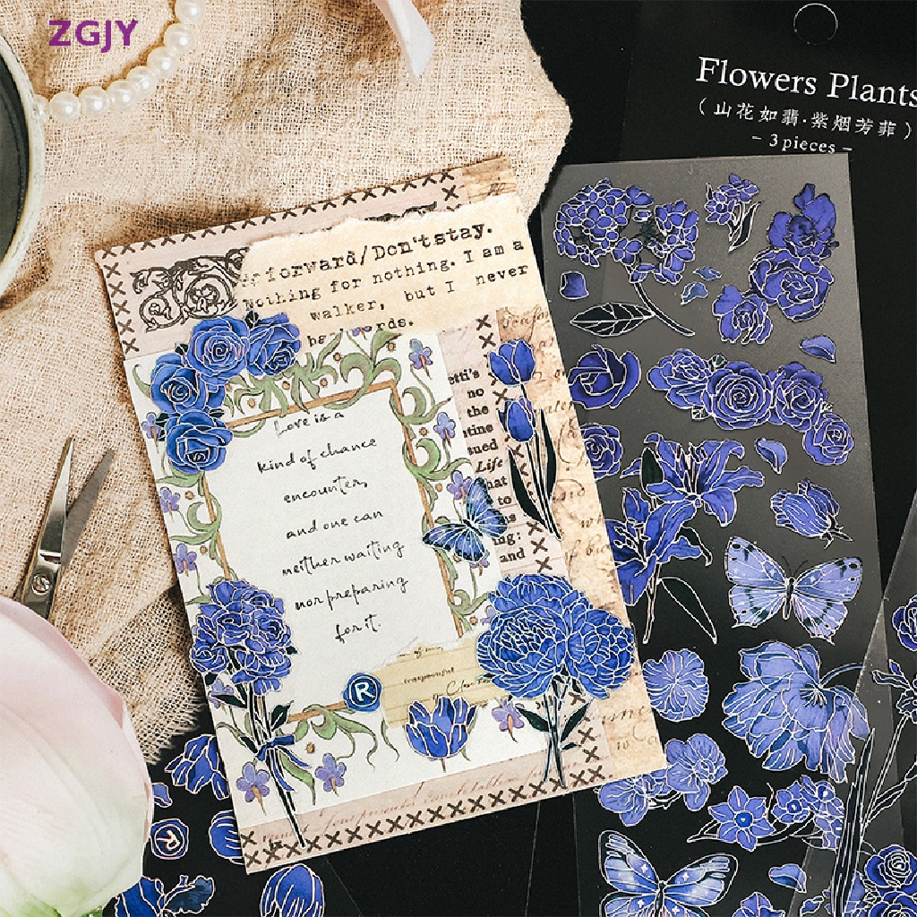 Bộ 3 Miếng Dán Hình Hoa Trang Trí Phong Cách Vintage Mới