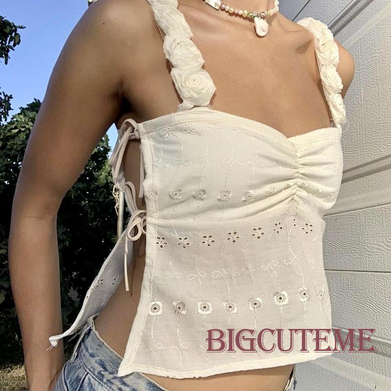 Áo Croptop Sát Nách Họa Tiết Hoa Thời Trang Xuân Hè Cho Nữ