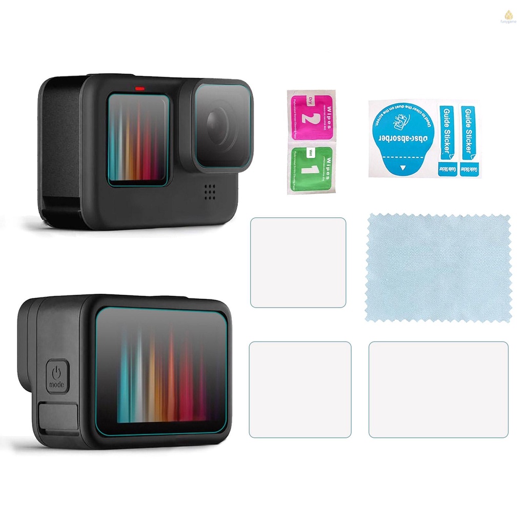 Set 3 Miếng Dán Bảo Vệ Màn Hình Camera Hành Động 1 Kính Cường Lực + 1 Kính Cường Lực Bảo Vệ Màn Hình Trước + 1 Kính Chiếu Hậu Kèm Hộp Đựng Dụng Cụ Vệ Sinh