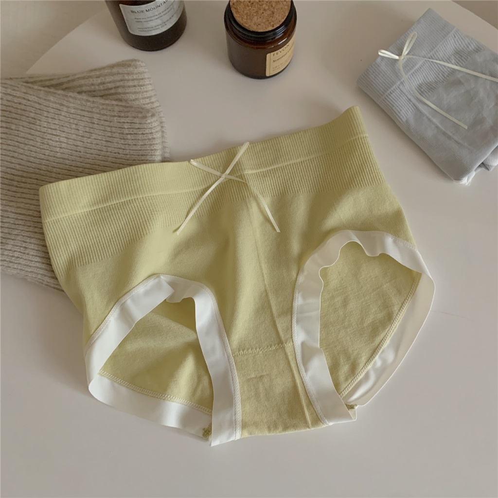 Quần Lót Cotton Mềm Mại Kháng Khuẩn Thân Thiện Với Da Không Đường May Đính Nơ Thời Trang Cho Nữ