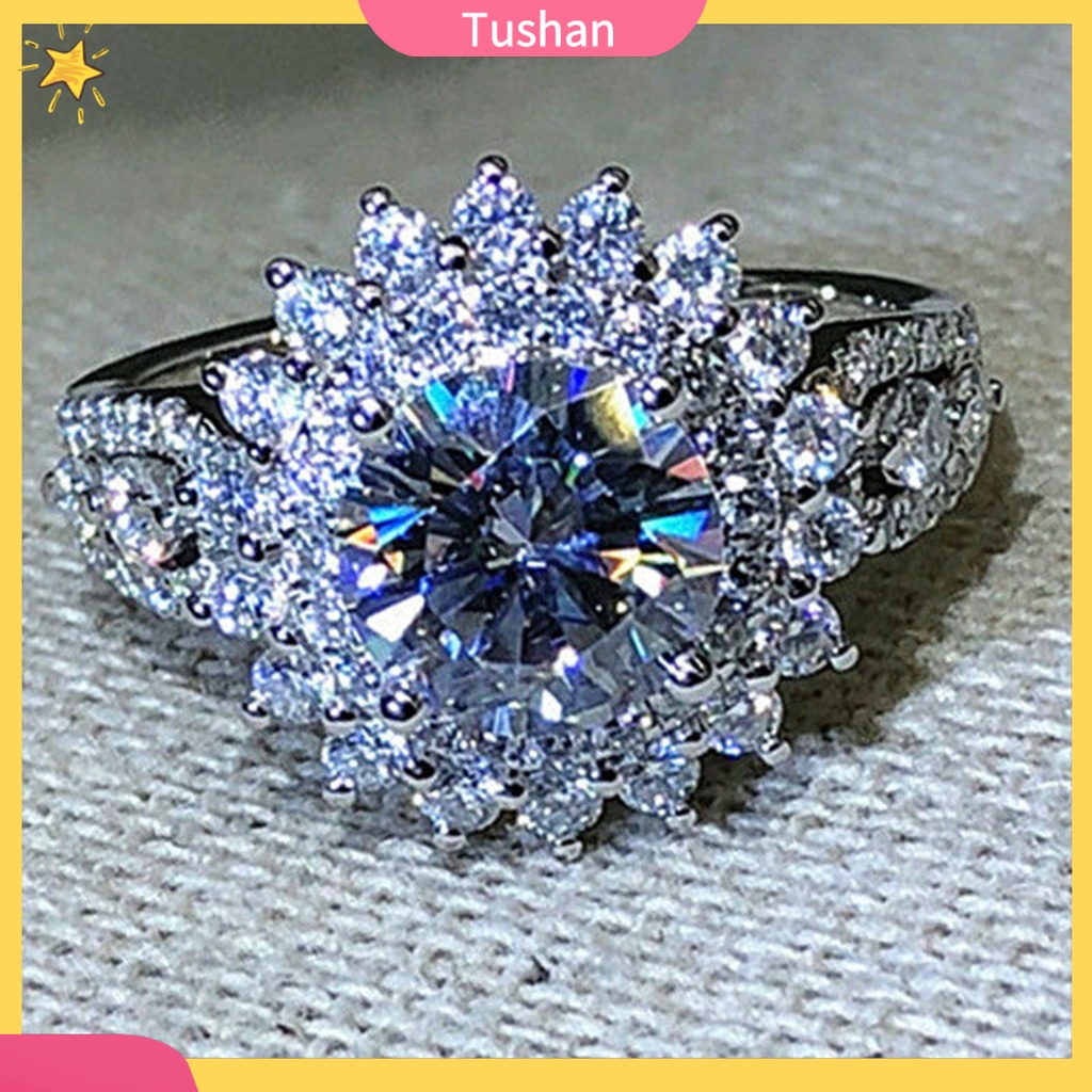 Nhẫn Cưới Hình Hoa Đính Đá Trọng Lượng Nhẹ Thời Trang Cho Nữ