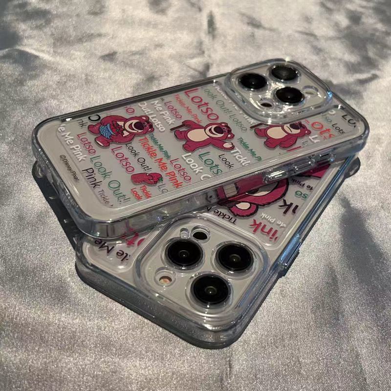 ✅Ốp Điện Thoại Trong Suốt Họa Tiết Gấu Và Dâu Tây Dễ Thương Cho Iphone14promax 13 12 11 Xs z2xw iPhone 13 Pro, iPhone 13 Pro14promax CIE6