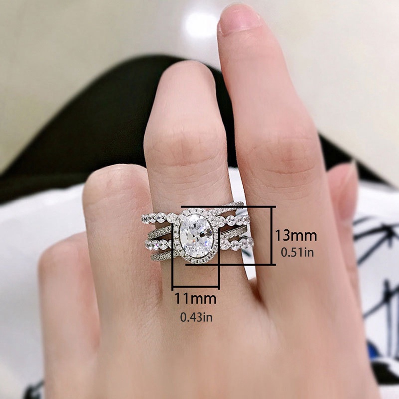 Ygt Nhẫn Đính Đá Zircon Hình Oval Thiết Kế Hiện Đại Thời Trang Cho Nữ