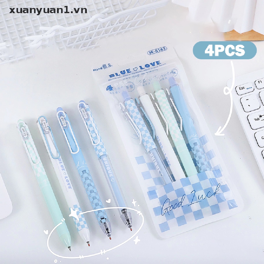 Set 4 Bút Bi Ngòi 0.5mm Họa Tiết Trái Tim Xinh Xắn