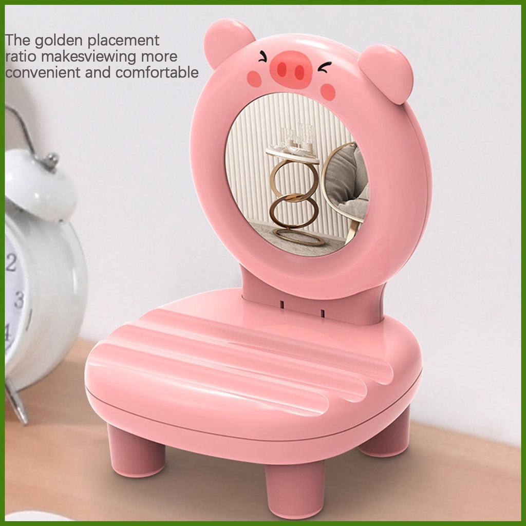 Giá Đỡ Điện Thoại Để Bàn 3 Trong 1 Hình Ghế Động Vật Có Gương Và Hộp Thơm