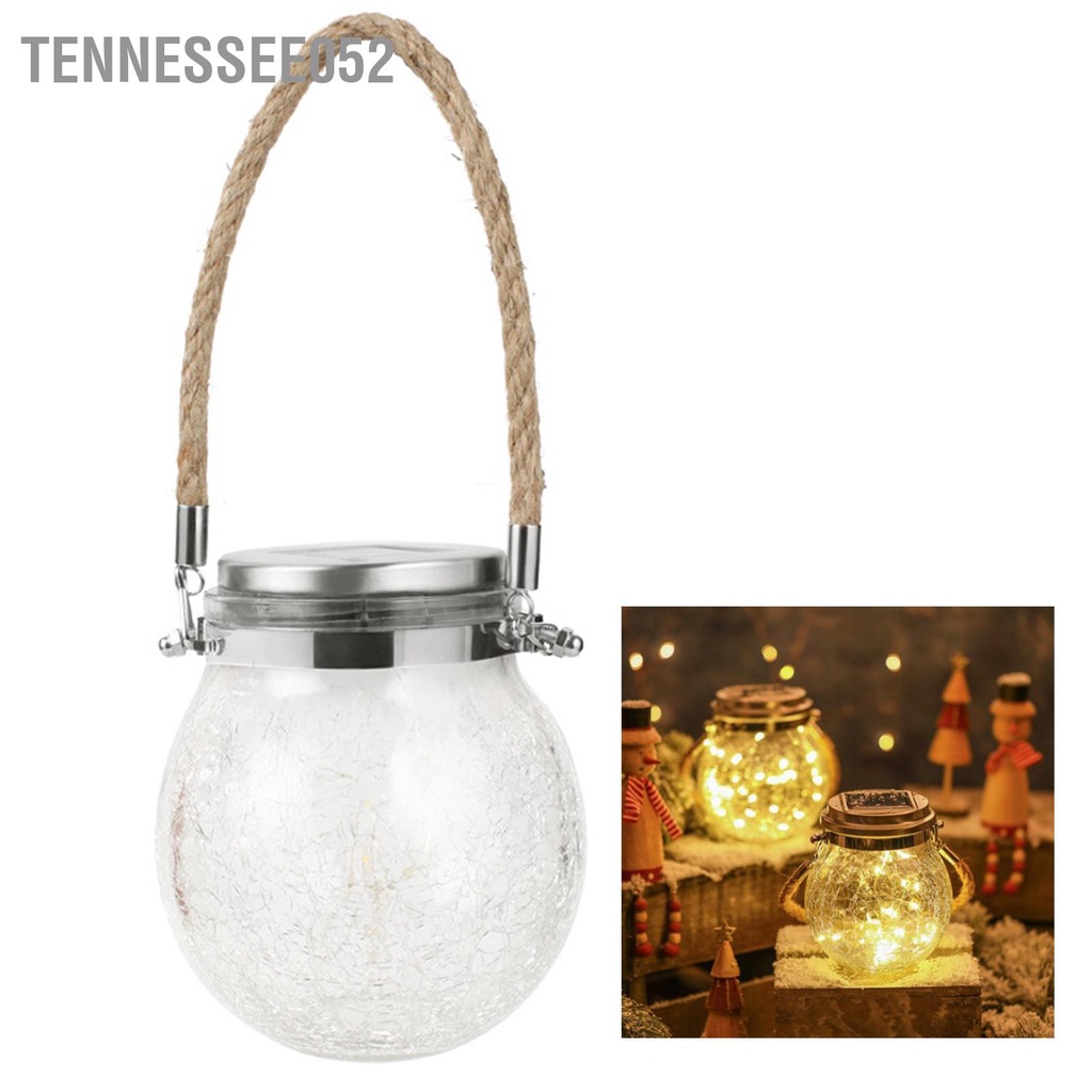 Tennessee052 Treo Đèn Năng Lượng Mặt Trời Dày Crackle Kính Phong Cách Chống Thấm Nước Cảm Biến Smar Lồng Cho Sân Vườn Con Đường