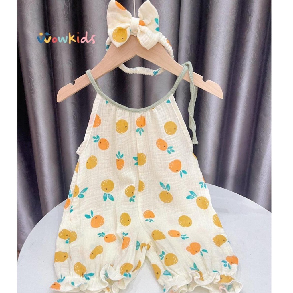 D02- Body Xô Muslin Quả Cam Kèm Tuban Cho Bé gái Từ 5-14kg