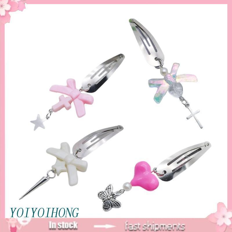 Kẹp Tóc YOIOI Y2k Hình Nơ / Ngôi Sao / Trái Tim Đính Hạt Xinh Xắn Cho Nữ