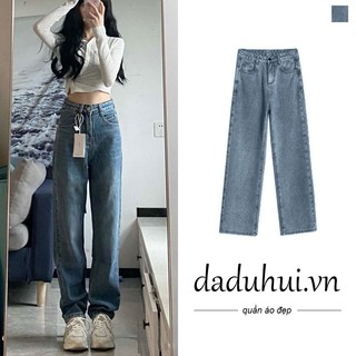 Daduhui New Korean Version of INS Retro Jeans Niche High Waist Loose Wide Leg Pants Large Size Casual Trousers