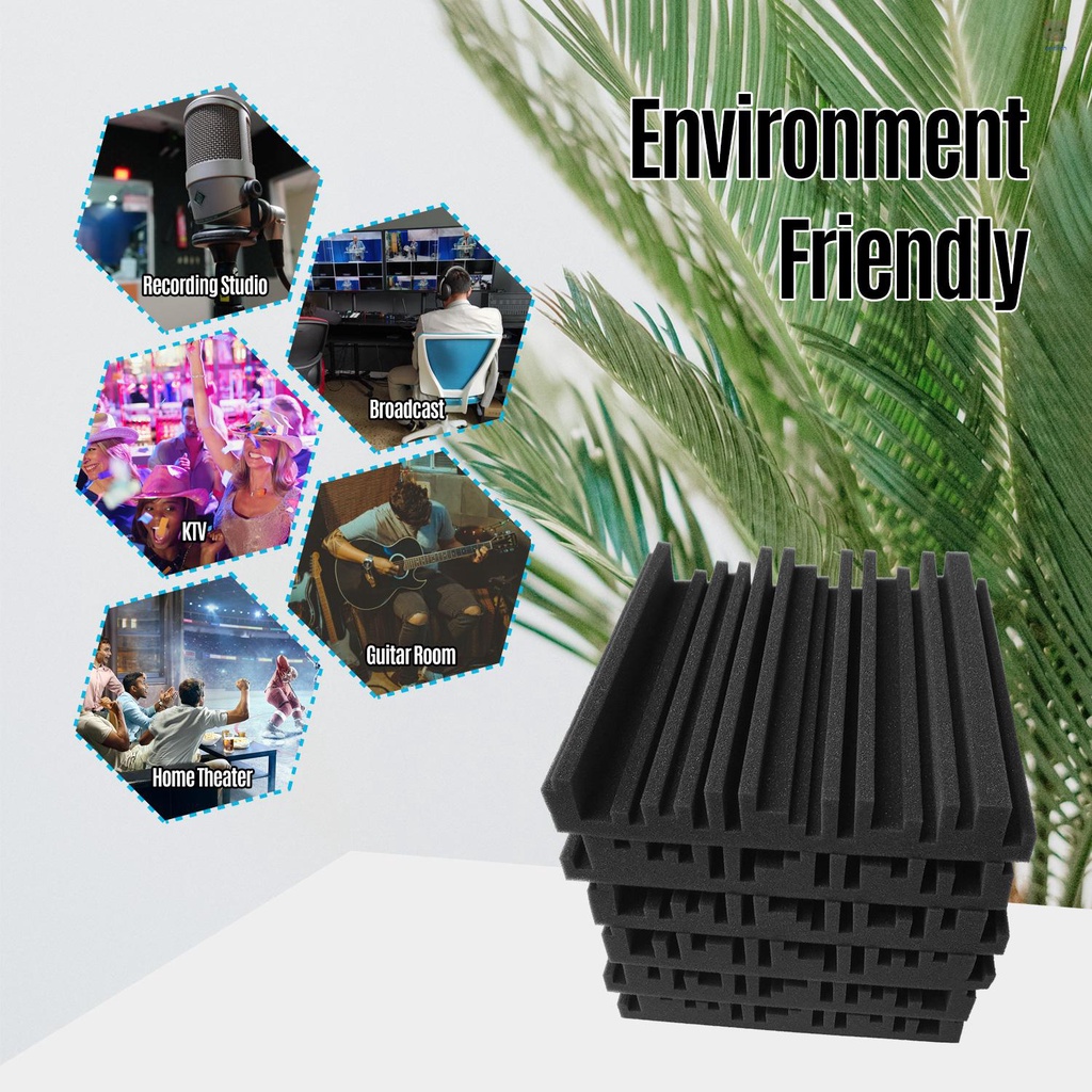 Set 12 Tấm Xốp Cách Âm Kích Thước 10 * 10 * 2inch Chuyên Dụng Cho Studio KTV