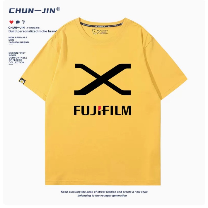 Áo Thun Cotton Trơn Ngắn Tay In Hình Fujifilm