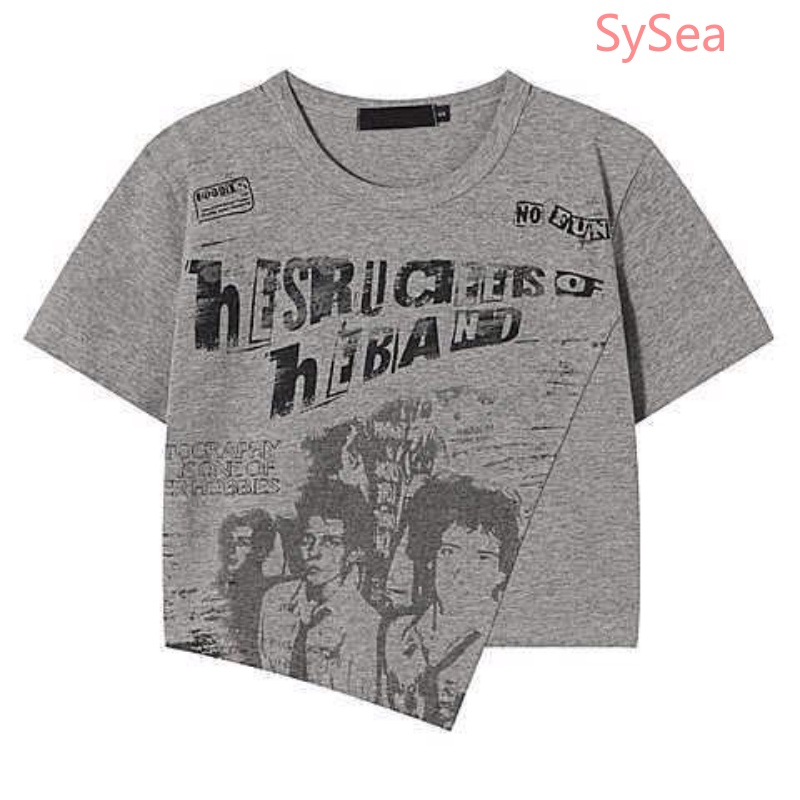 Áo Kiểu Cổ Tròn Thiết Kế Bất Đối Xứng Thời Trang Mùa Hè Cho Nữ