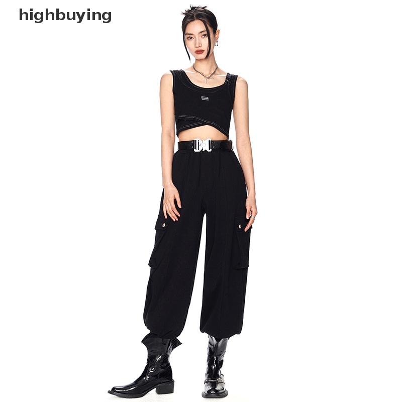 Hbvn Belle Áo Crop Top Giả Hai Lớp Không Tay Dáng Ôm Phong Cách Retro Mỹ Cho Nữ Modish