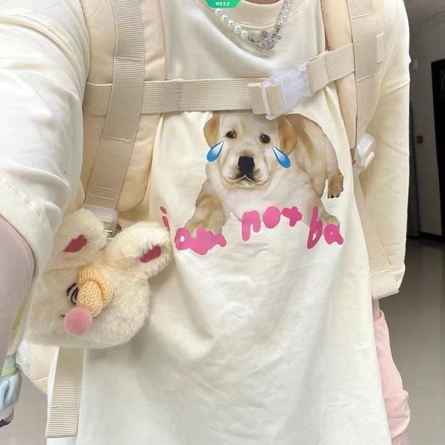 Áo Thun Tay Ngắn Dáng Rộng In Họa Tiết Chú Cún Thời Trang Mùa Hè Hàn Quốc Mới 2023