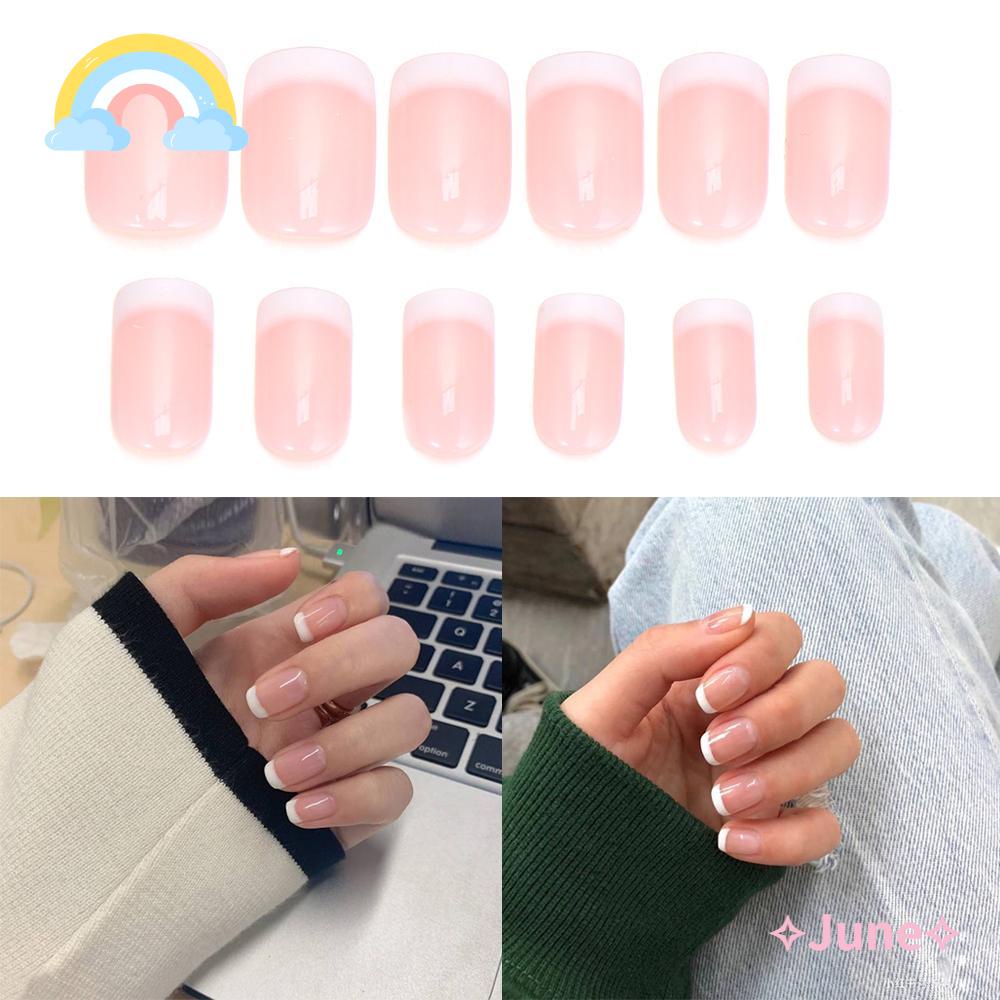 [Hàng mới về] Hộp 24 móng tay giả dáng ngắn có thể tháo rời thời trang cho nữ