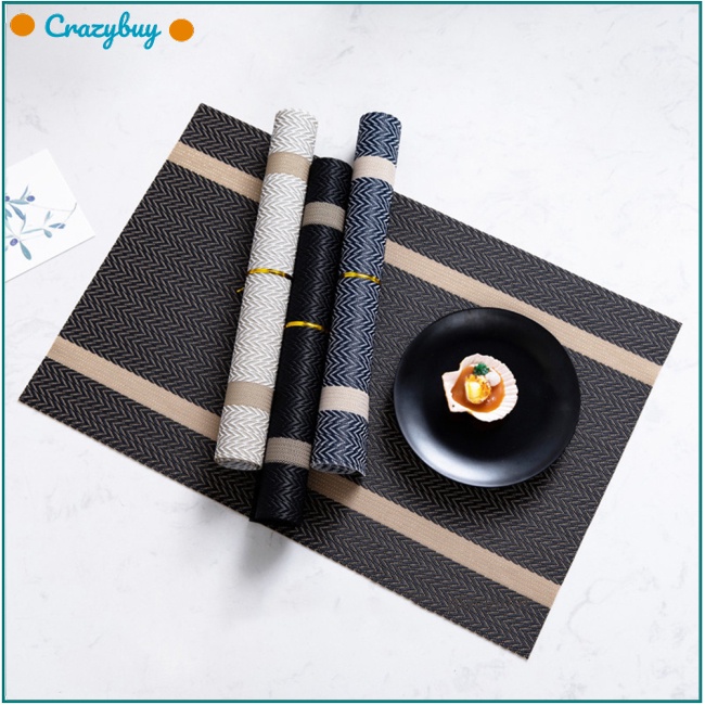 Cr Tấm Lót Bàn Ăn Cách Nhiệt Họa Tiết Kẻ Sọc Đơn Giản Phong Cách Châu Âu