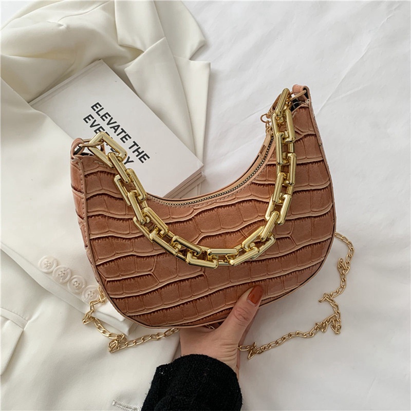 Túi Xách Đeo Vai / Kẹp Nách Cỡ Nhỏ Bằng Da PU Họa Tiết Da Cá Sấu Phong Cách Retro Thời Trang 2020 Cho