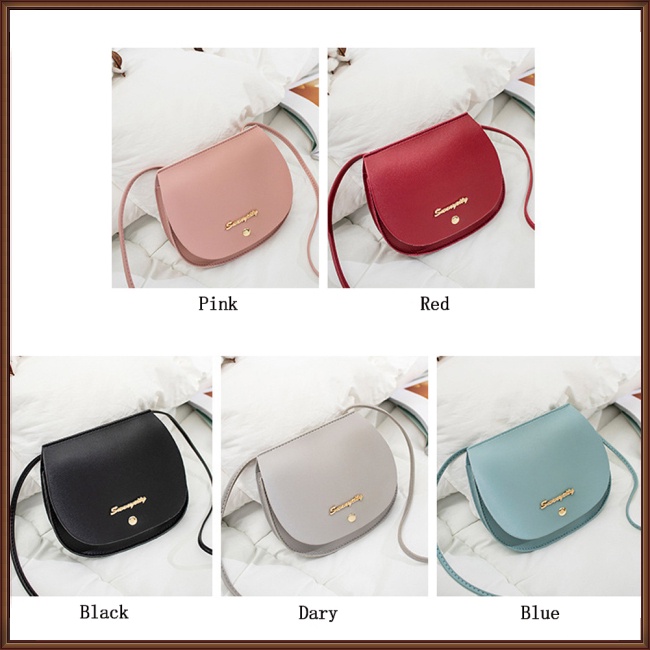 Túi Da PU Tròn Đeo Chéo Mini Màu Trơn Đơn Giản Cho Nữ