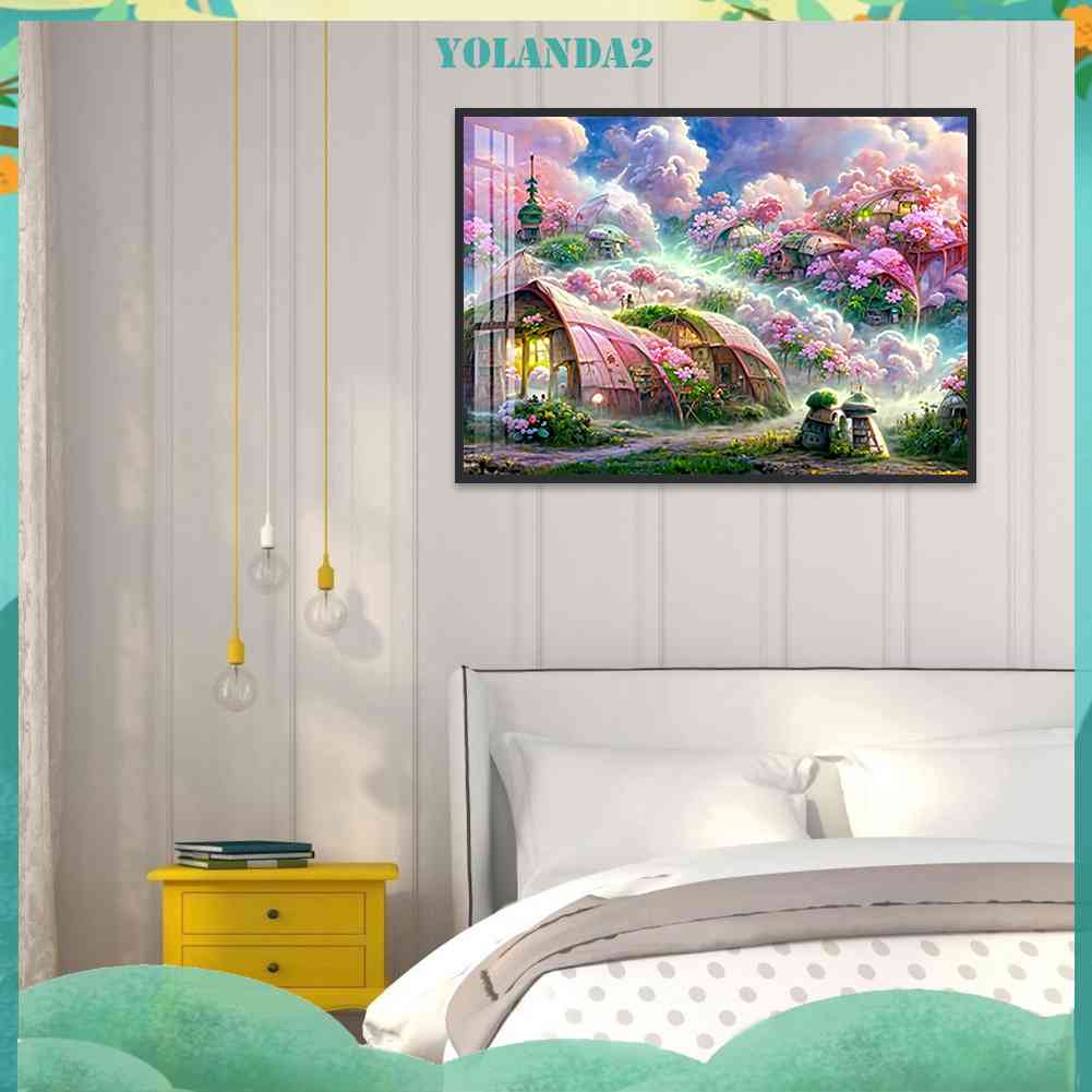 Tranh Đính Đá Kim Cương Toàn Bộ 5D DIY Hình Khu Vườn Mơ Tròn