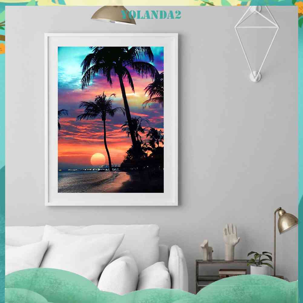 Bộ Tranh Đính Đá 5D Toàn Diện Họa Tiết Bãi Biển Độc Đáo DIY Dùng Trang Trí Nhà Cửa