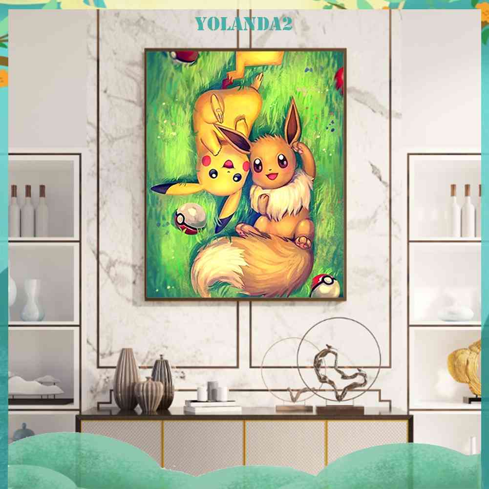 Bộ Tranh Đính Đá Tròn Toàn Diện Họa Tiết mon Độc Đáo DIY Dùng Trang Trí Nhà Cửa