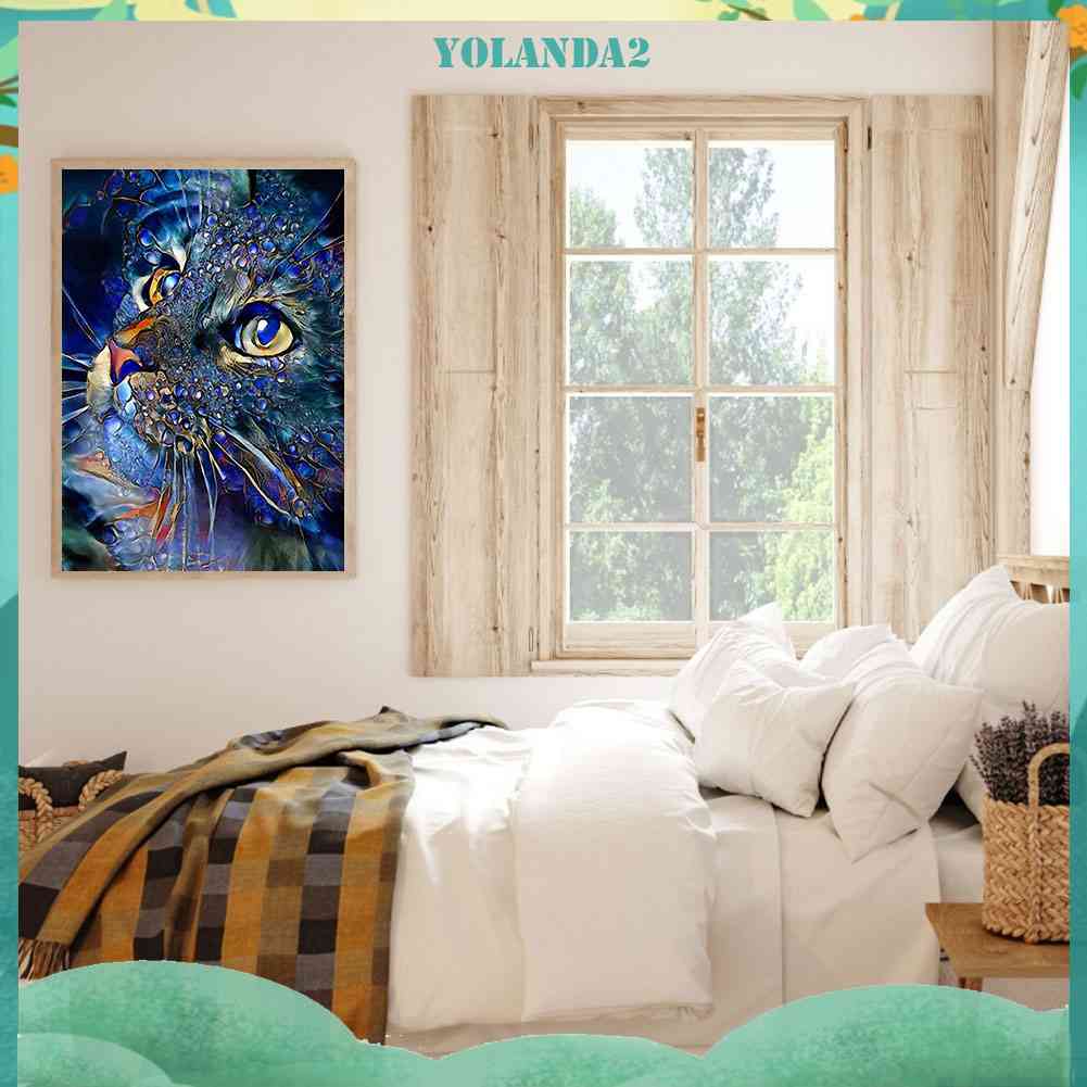 Bộ Tranh Đính Đá 5D Toàn Diện Họa Tiết Chú Mèo L.Roche Độc Đáo DIY