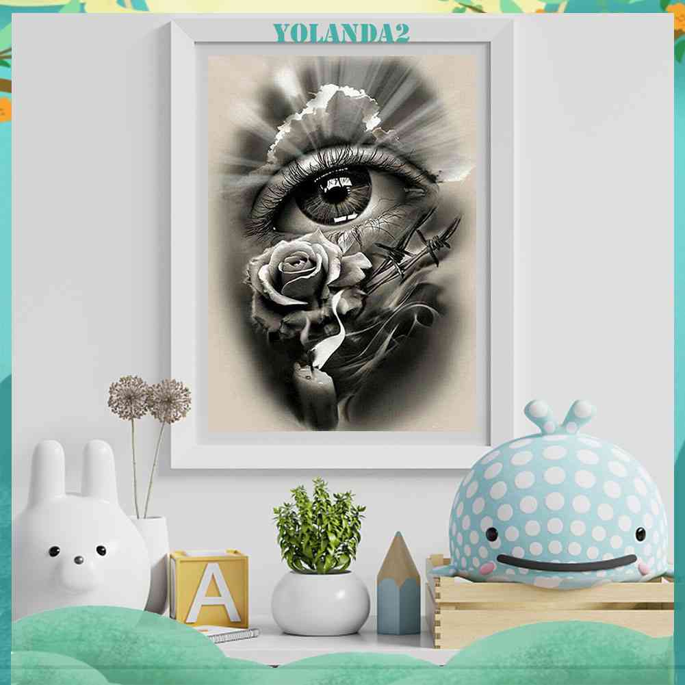 Tranh Đính Đá Kim Cương Toàn Bộ 5D DIY Hình Vẽ Mắt Hoa Hồng