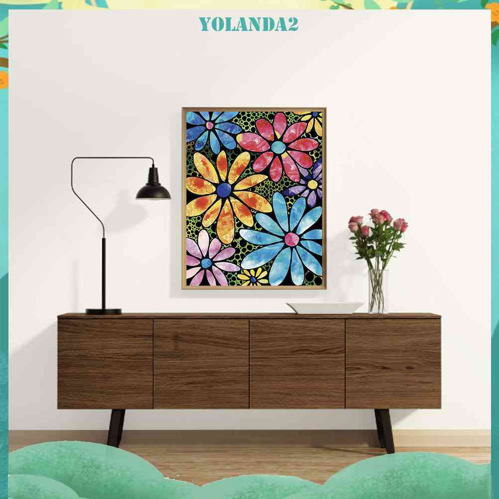 Bộ Tranh Đính Đá 24 Màu Sắc Họa Tiết Hoa Phong Cách Mosaic Độc Đáo Trang Trí Nhà Cửa