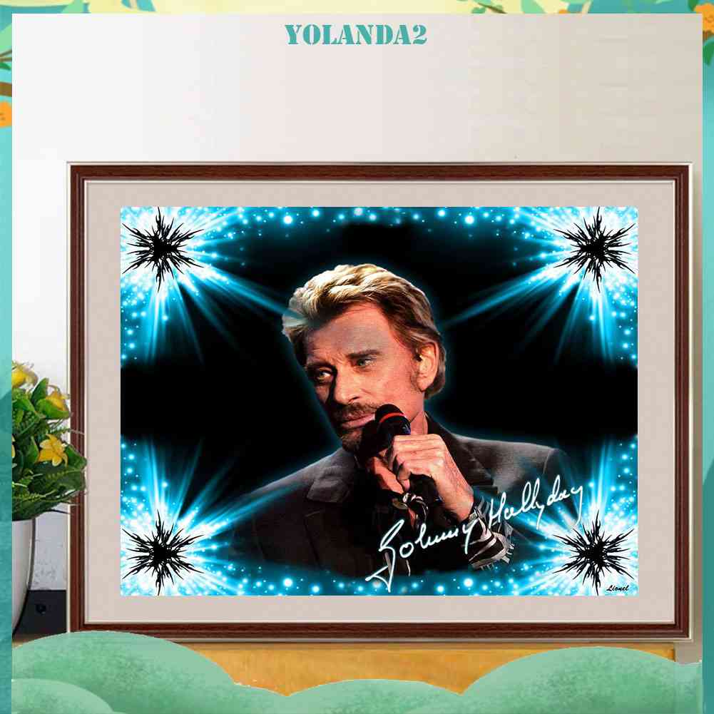 Tranh Đính Đá Kim Cương Toàn Bộ 5D DIY Hình Johnny Halliday