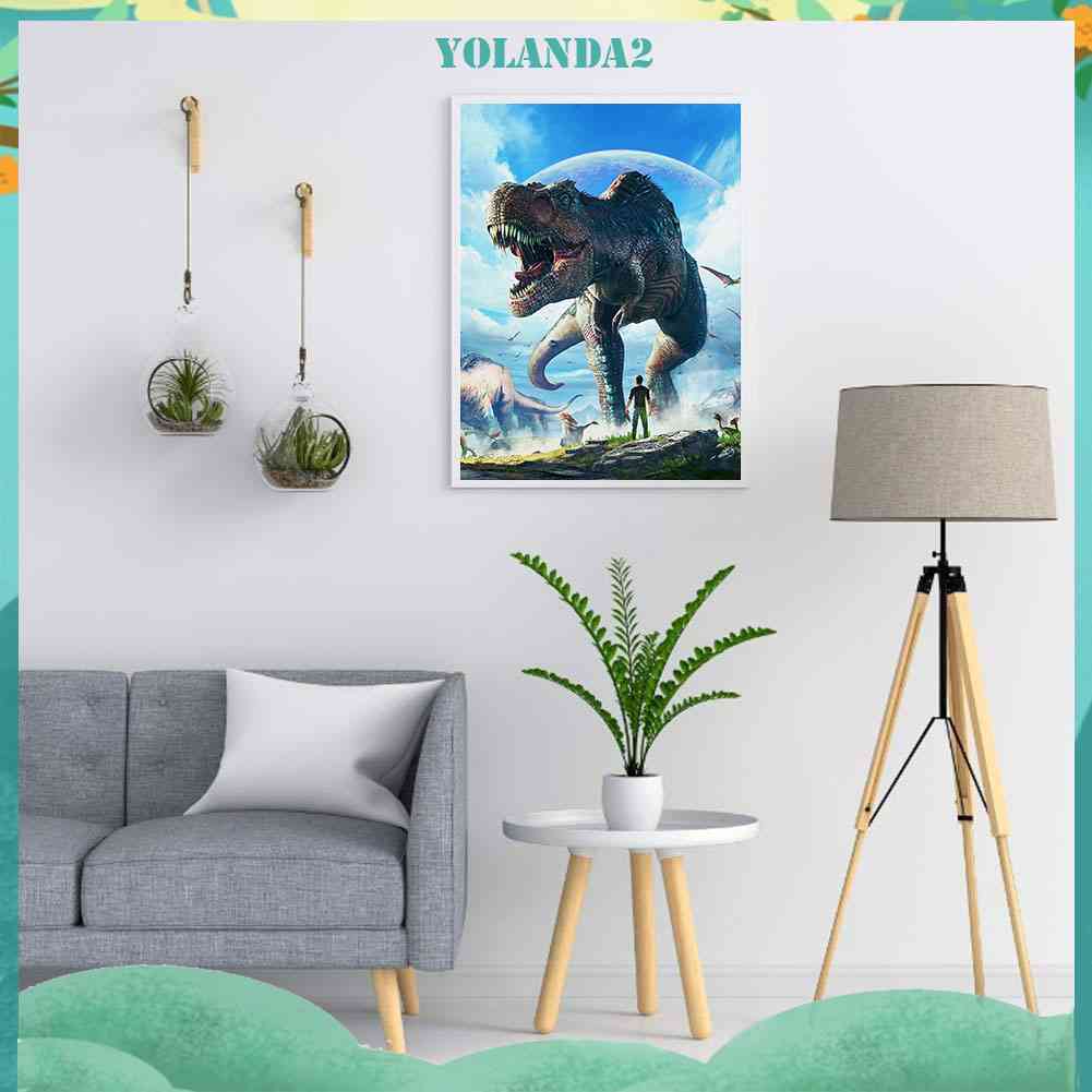 Tranh Đính Đá Kim Cương Toàn Bộ 5D DIY Hình Vẽ Khủng Long Lớn