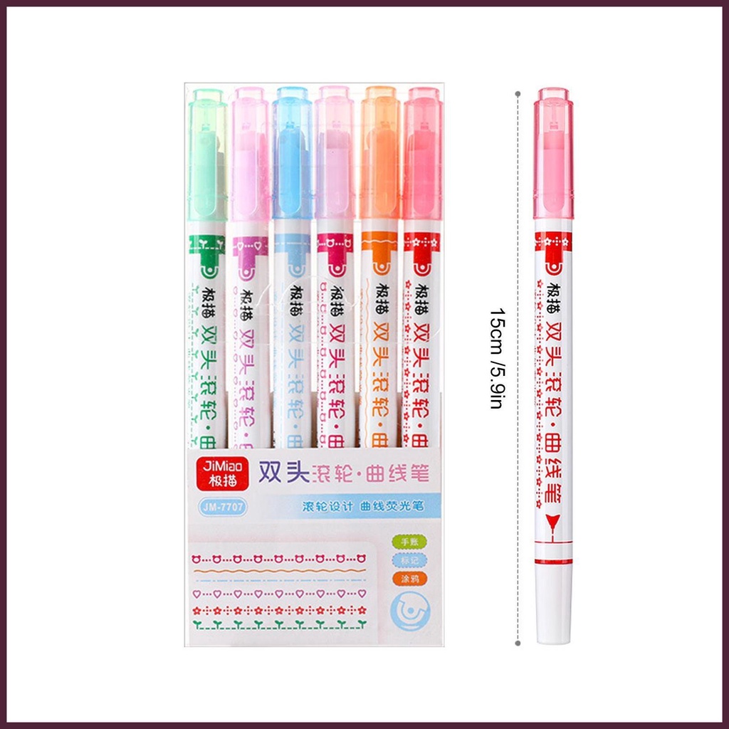 Set 6 Bút Lông Hai Đầu Ngòi Mảnh Vẽ Đường Nét Mảnh Dành Cho Tạp Chí Khảm Đá