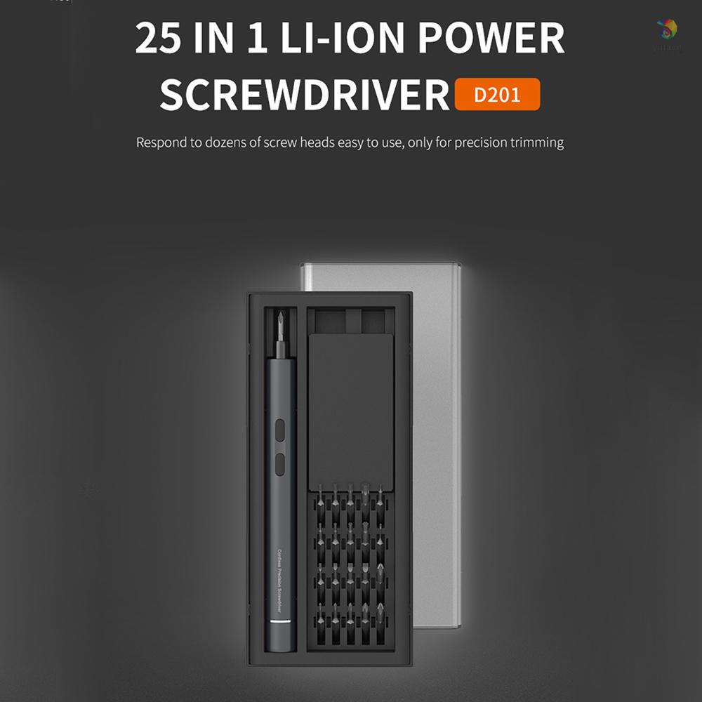 Bộ Tua Vít Điện Mini 25 Trong 1 Với 20 Đầu Thay Thế Và Đèn LED Có Thể Sạc Lại Dùng Sửa Chữa Điện Thoại / Laptop