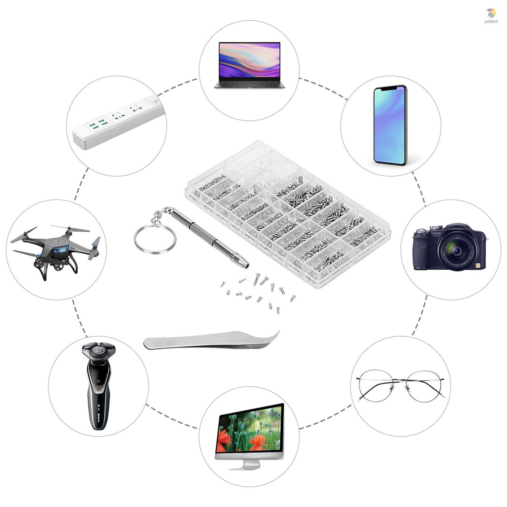 Hộp 1000 Ốc Vít Và Đệm Micro Cho Sửa Chữa Đồng Hồ Đeo Tay