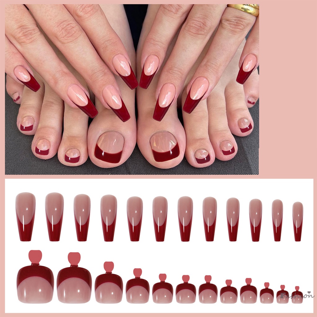 Set 24 Móng Chân Giả Đơn Giản Trang Trí Cho Nữ