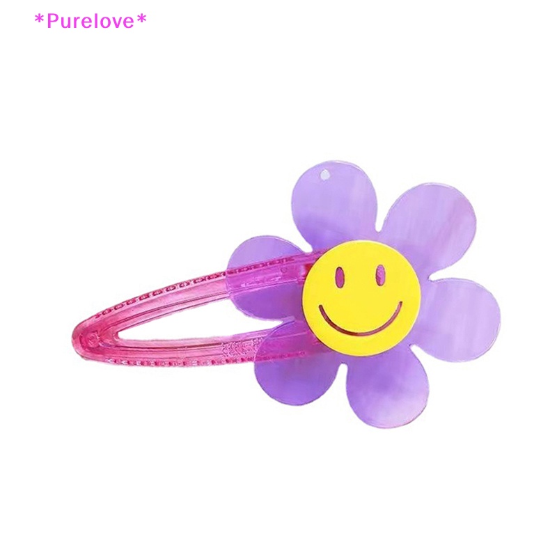 Kẹp Tóc Hình Hoa Hướng Dương Mặt Cười Bằng Acrylic Trong Suốt Thời Trang 2023 Cho Bé Gái Mới