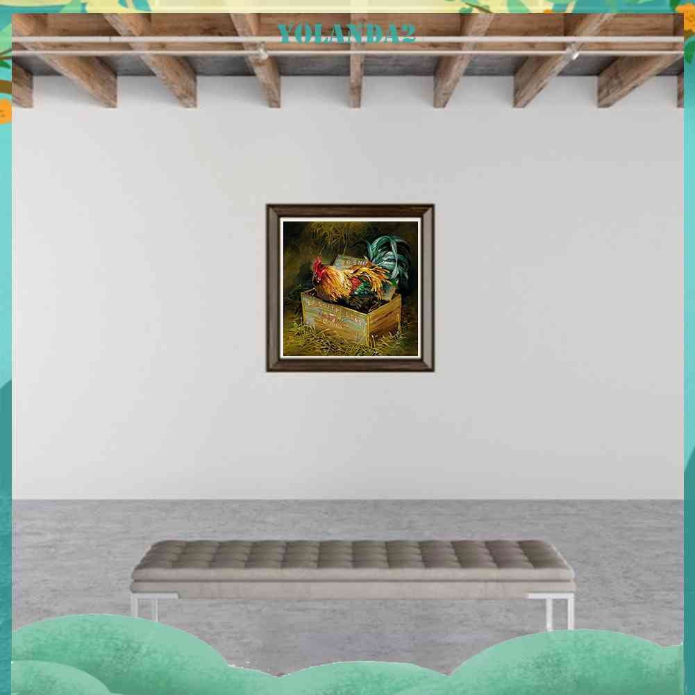 Tranh Đính Đá Kim Cương Toàn Bộ 5D DIY Hình Vẽ Gà Nông Trại